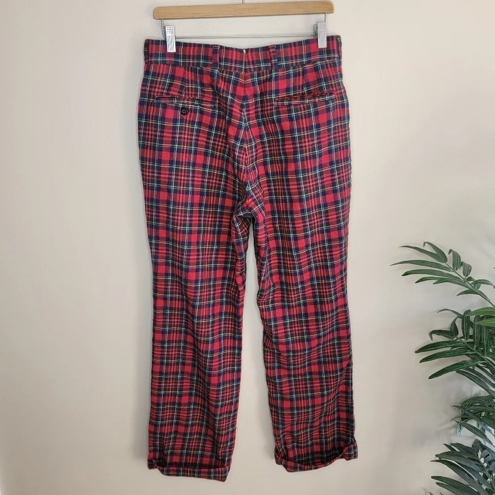 Vintage Corbin Scottish Tartan Red Plaid Cuffed Pants